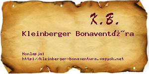 Kleinberger Bonaventúra névjegykártya
